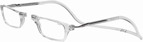 Clic Magnetic Reading Glasses for Men or Women, Computer Readers, Original Long (M-L, Clear, 1.25 Magnification)