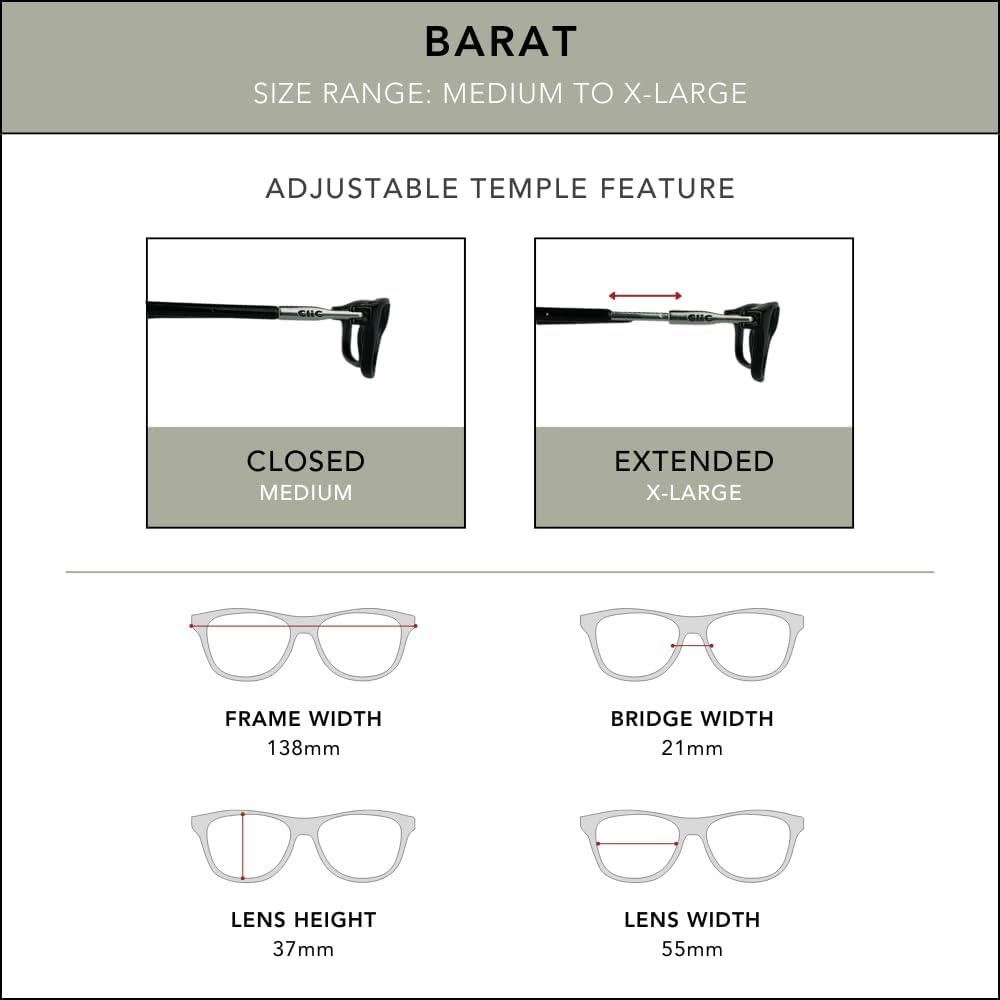 Clic Magnetic Reading Glasses for Men or Women, Soft Foldable Band, Computer Readers, Barat (S-XL)