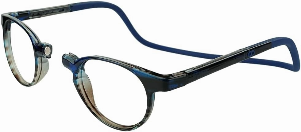 Clic Magnetic Reading Glasses for Men or Women, Soft Foldable Band, Computer Readers, Taku (S-XL, Blue, 1.50 Magnification)