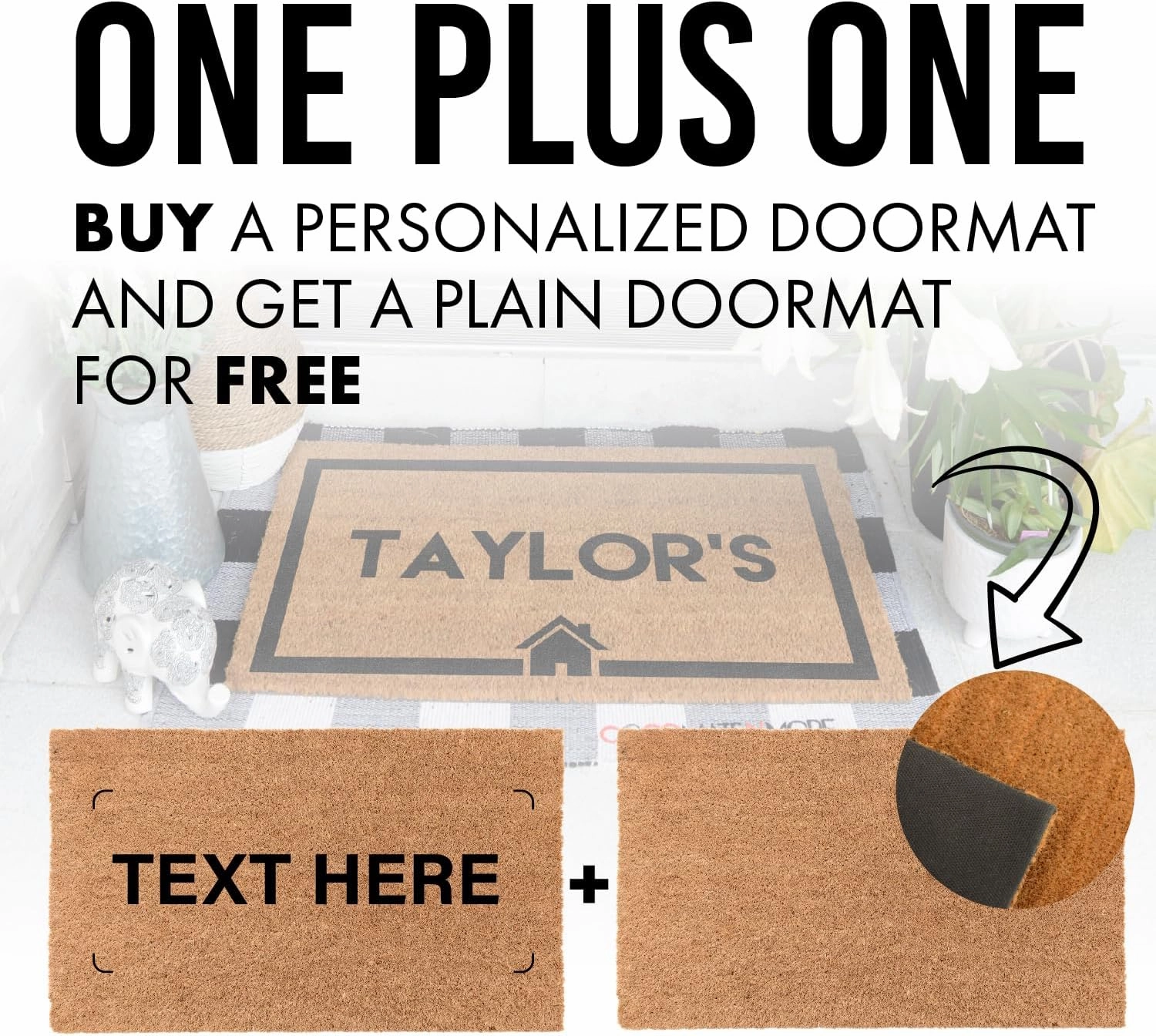 COCO MATS 'N MORE 22” x 36” Black Coir Personalized Door Mat, Made in USA Welcome Mats with Vinyl Backing | Tough Coir Bristles Cleans Dirtiest Shoes | Housewarming Gifts (Double Bordered)