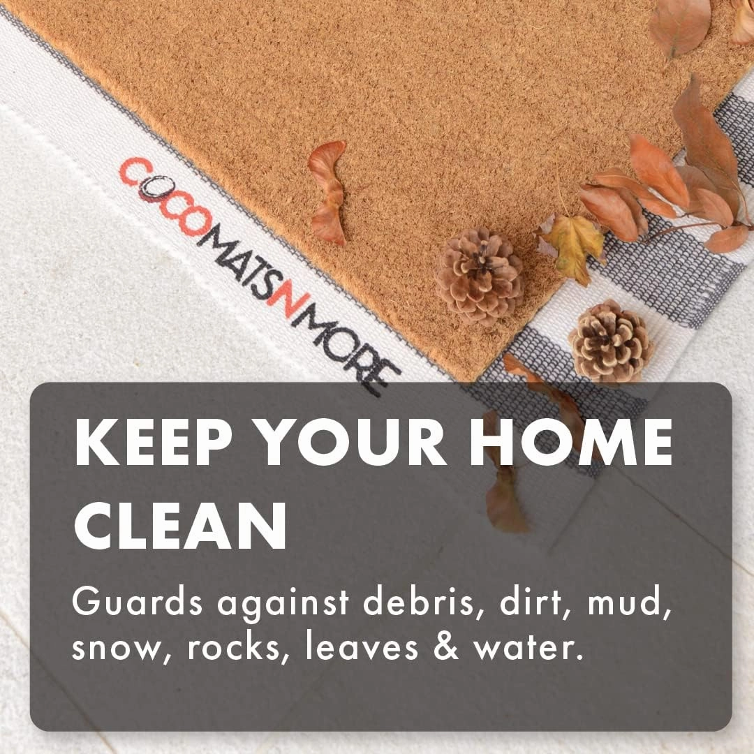 COCO MATS 'N MORE 22” x 36” Black Coir Personalized Door Mat, Made in USA Welcome Mats with Vinyl Backing | Tough Coir Bristles Cleans Dirtiest Shoes | Housewarming Gifts (Double Bordered)