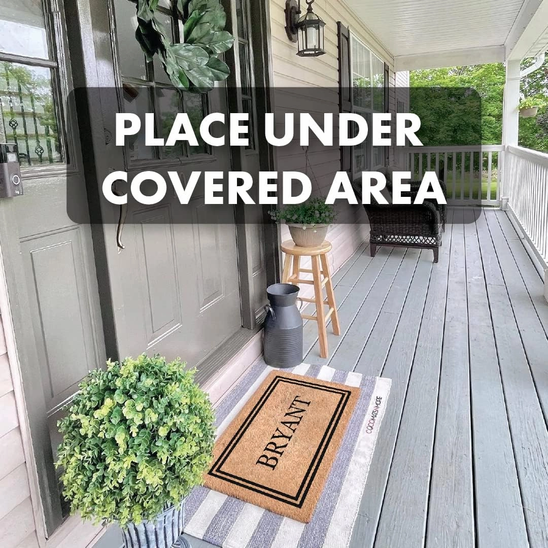 COCO MATS 'N MORE 22” x 36” Black Coir Personalized Door Mat, Made in USA Welcome Mats with Vinyl Backing | Tough Coir Bristles Cleans Dirtiest Shoes | Housewarming Gifts (Double Bordered)
