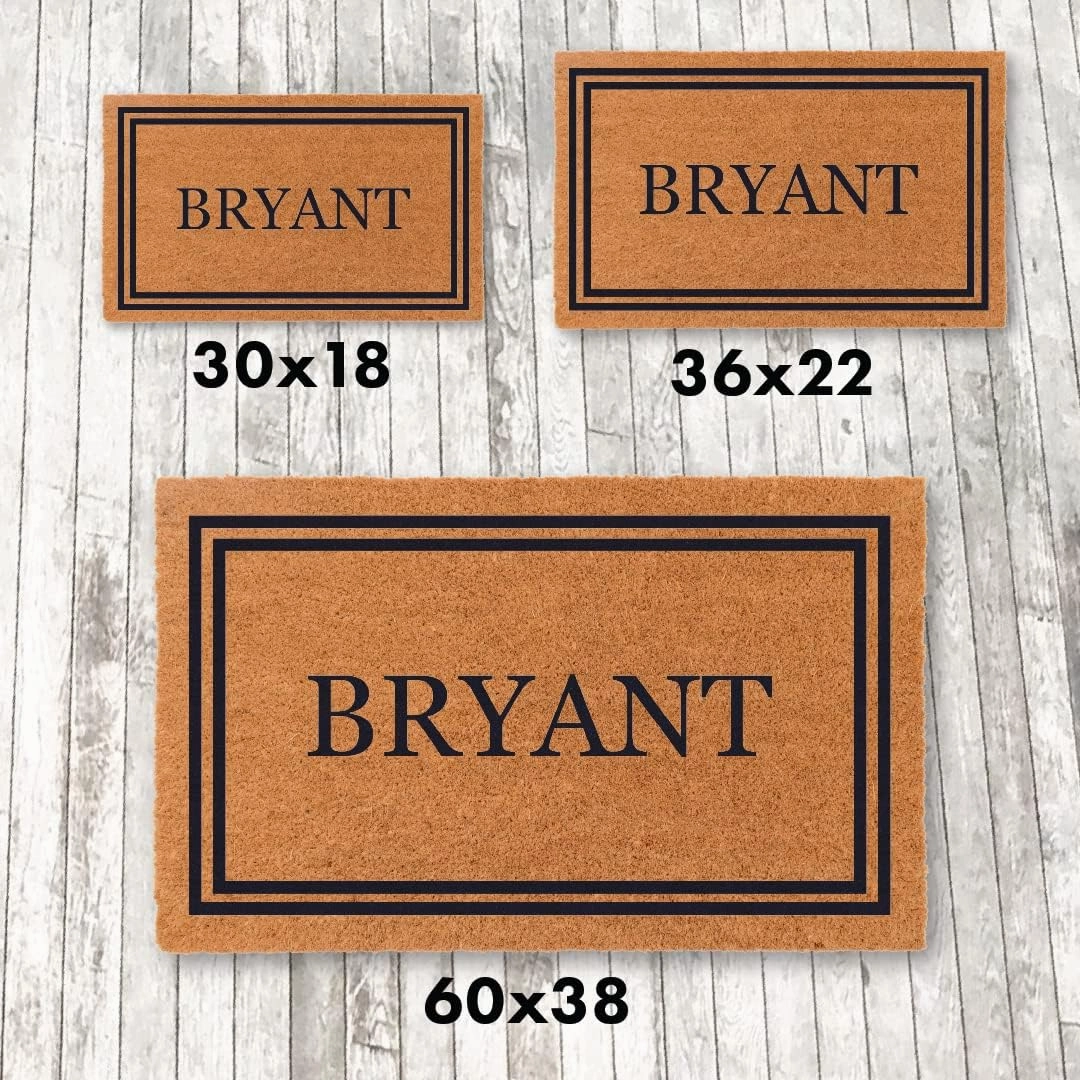 COCO MATS 'N MORE 22” x 36” Black Coir Personalized Door Mat, Made in USA Welcome Mats with Vinyl Backing | Tough Coir Bristles Cleans Dirtiest Shoes | Housewarming Gifts (Double Bordered)