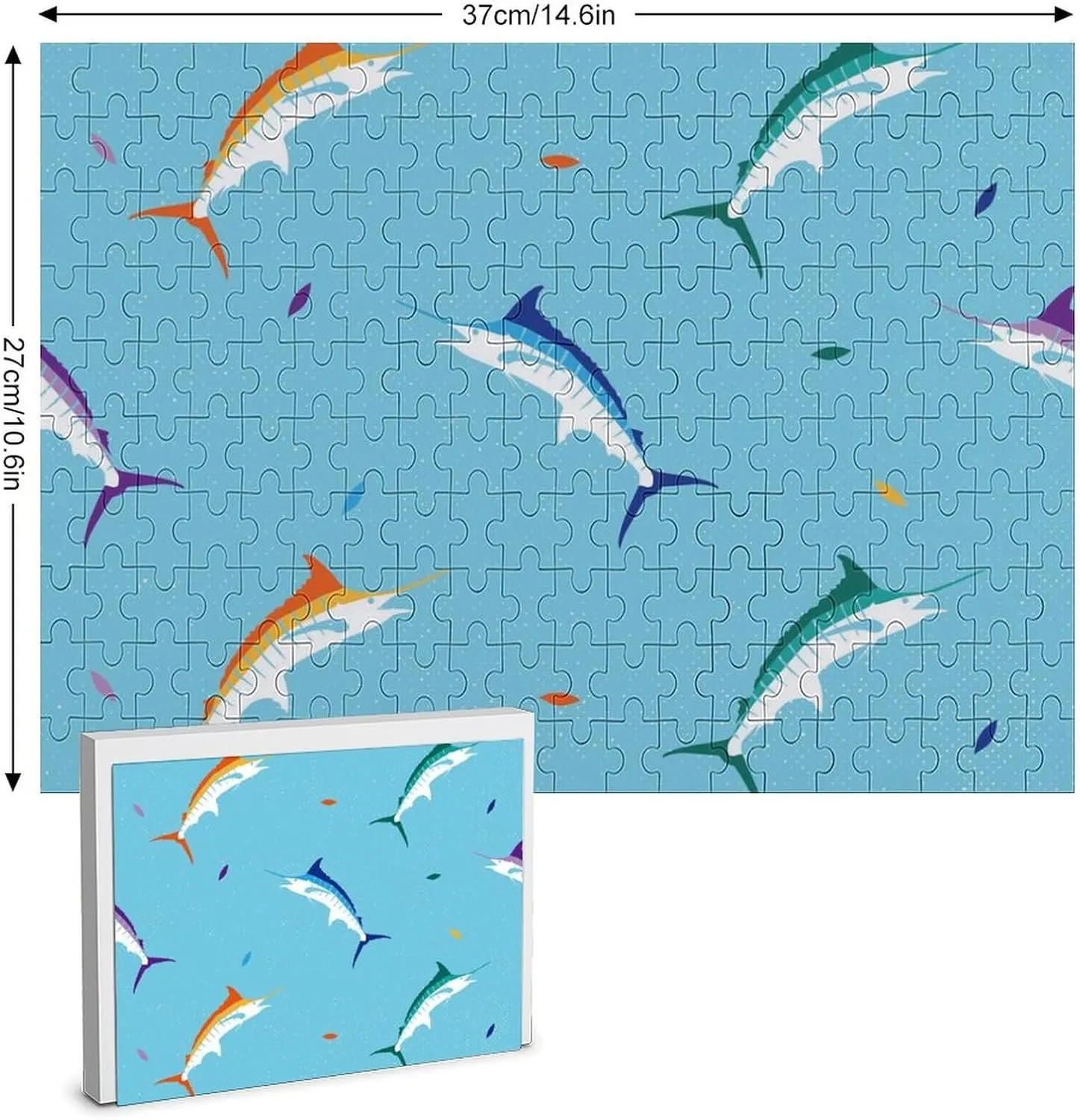Colorful Marlin Fish Funny Jigsaw Puzzles Art Painting Picture Puzzle Personalized Game Gift for Women Men
