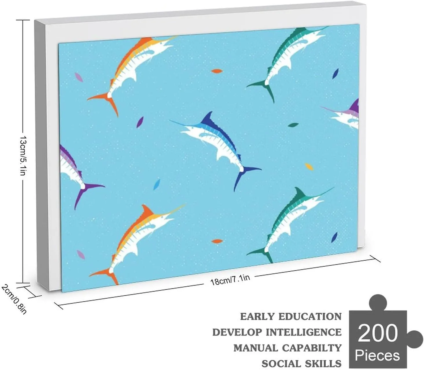 Colorful Marlin Fish Funny Jigsaw Puzzles Art Painting Picture Puzzle Personalized Game Gift for Women Men