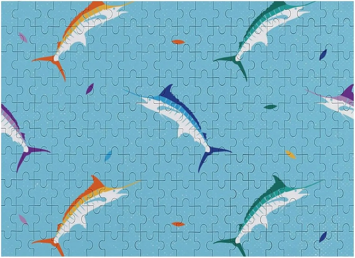 Colorful Marlin Fish Funny Jigsaw Puzzles Art Painting Picture Puzzle Personalized Game Gift for Women Men