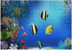 Colorful Underwater Fishes Jigsaw Puzzles for Kids Adults 500 Pieces, Fun Educational Games Toy Birthday Gift Art Home Decor Finish Size 20.5 x 15 Inches