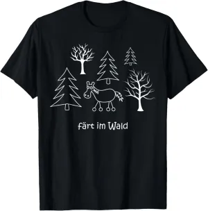 Colours in the forest, fun horse with wheels in the forest, trees T-Shirt