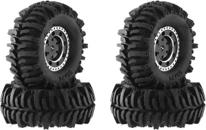Compatible with Axial for SCX24 TRX4M for FMS FCX24 4Pcs 55X22mm 1.0 Brass Wheel Rim Rubber Tire 1/18 1/24 RC Crawler Car Upgrade Parts RC Wheel Tires