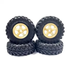 Compatible with FMS for Land for Cruiser 1/18 Scale RC Car Upgrades Parts 4PCS Beadlock Wheel Rims and Tire Set RC Car Tires RC Wheel Tires