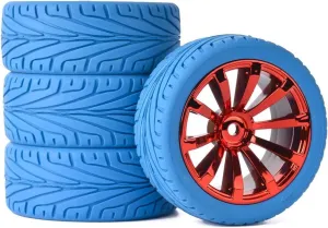 Compatible with HPI for HSP 94123 94122 for 4-TEC for MST 1/10 RC Model for Racing Car 4pcs Rubber Tires ABS Wheels Accessory RC Wheel Tires