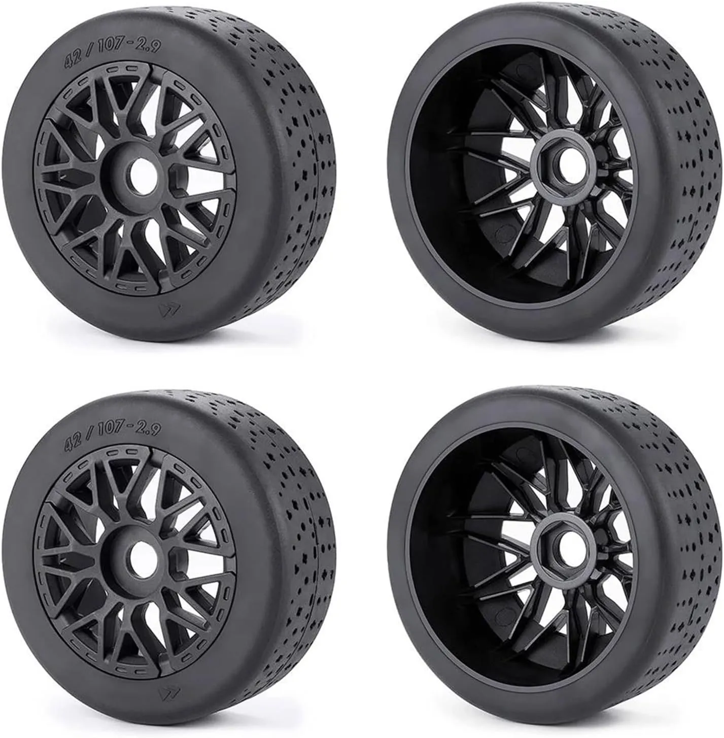 Compatible with Limitless F1 Wheels Tires Set Plastic Beadlock Wheel Rim Rubber Tyres 1/7 RC Upgrade Parts Accessories RC Wheel Tires(2 Pair)