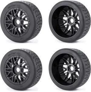 Compatible with Limitless F1 Wheels Tires Set Plastic Beadlock Wheel Rim Rubber Tyres 1/7 RC Upgrade Parts Accessories RC Wheel Tires(2 Pair)
