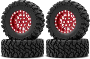 Compatible with TRX4M for SCX24 FCX24 AX24 1/24 1/18 RC Crawler Car 1.2Inch Beadlock Wheels 7mm Negative Offset Wheel Rims RC Tires RC Wheel Tires(Color4)