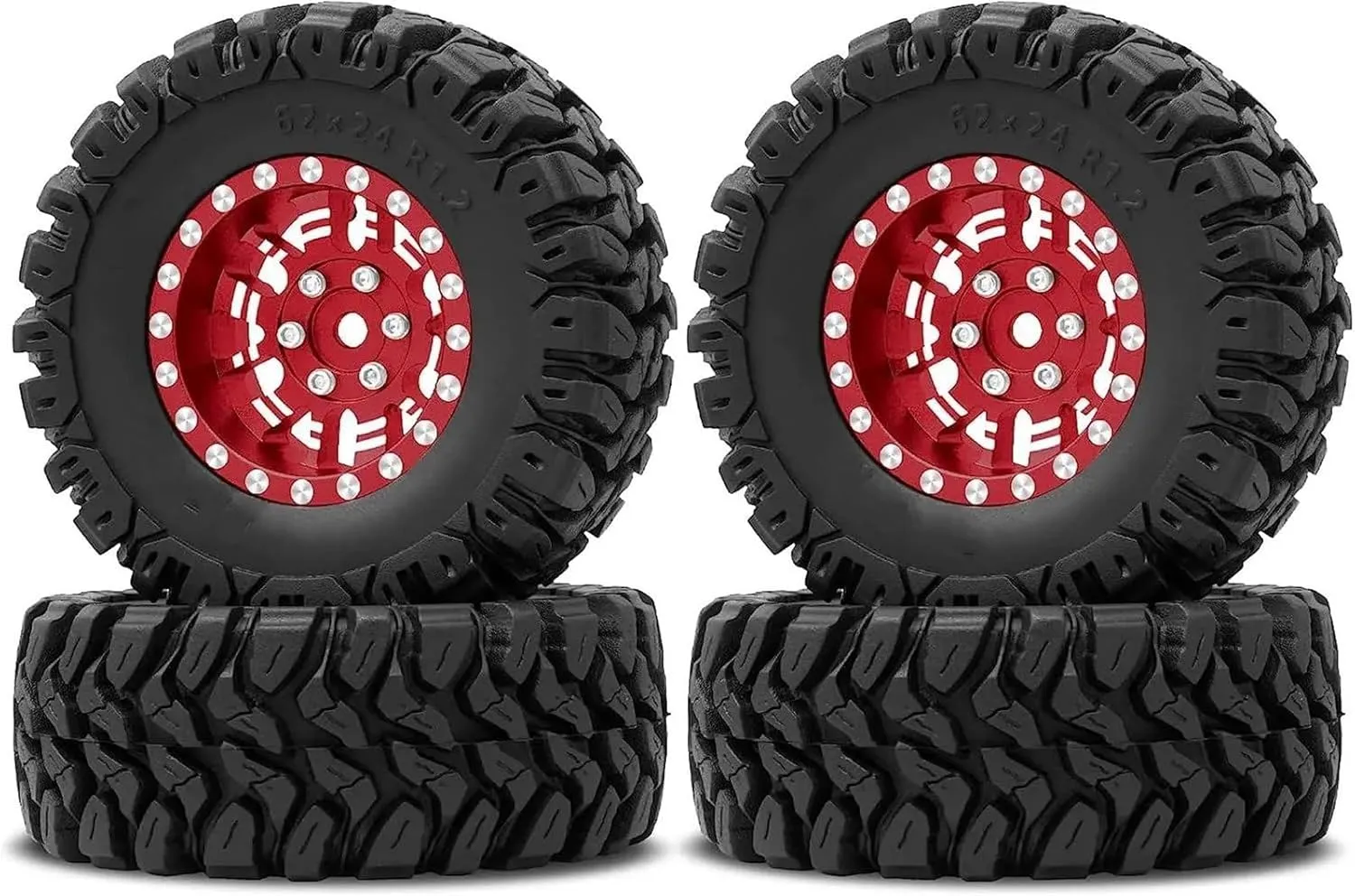 Compatible with TRX4M for SCX24 FCX24 AX24 1/24 1/18 RC Crawler Car 1.2Inch Beadlock Wheels 7mm Negative Offset Wheel Rims RC Tires RC Wheel Tires(Color4)