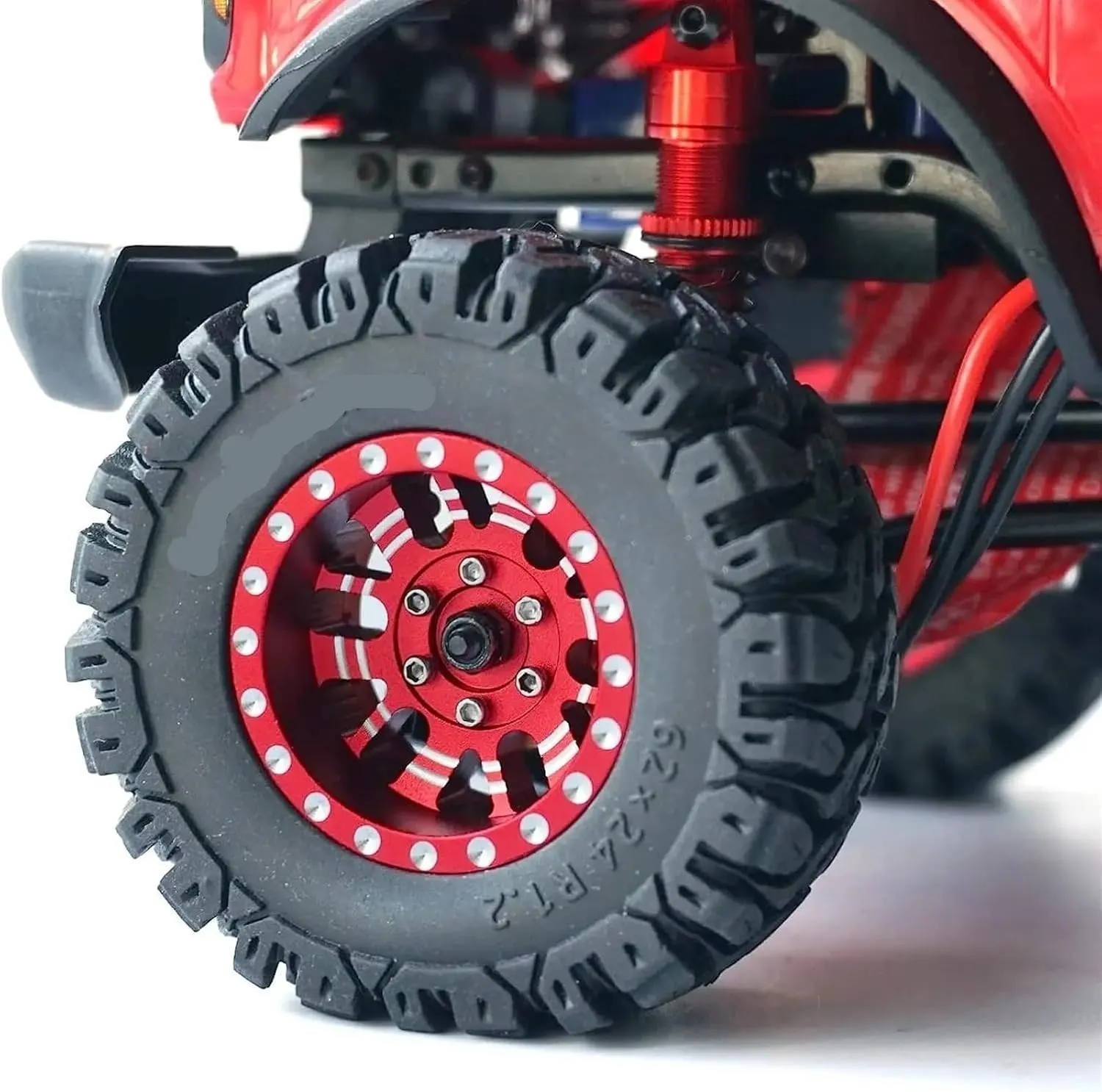 Compatible with TRX4M for SCX24 FCX24 AX24 1/24 1/18 RC Crawler Car 1.2Inch Beadlock Wheels 7mm Negative Offset Wheel Rims RC Tires RC Wheel Tires(Color4)