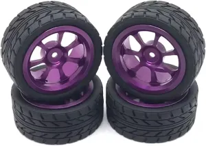 Compatible with WLToys 124016 124017 124018 124019 144001 A959 Upgrade Tires Wheels 1:12 1:14 1:18 RC Car Accessories RC Wheel Tires(Purple)