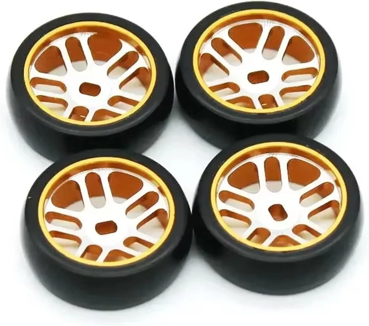 Compatible with WLtoys 284131 K969 K989 for Iw04m for MINI-Q for MINI-Z RC Car Metal Spare Parts Modified Drift Wheels Drift Tire Skins RC Wheel Tires(Yellow,BK)