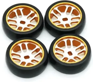 Compatible with WLtoys 284131 K969 K989 for Iw04m for MINI-Q for MINI-Z RC Car Metal Spare Parts Modified Drift Wheels Drift Tire Skins RC Wheel Tires(Yellow,BK)