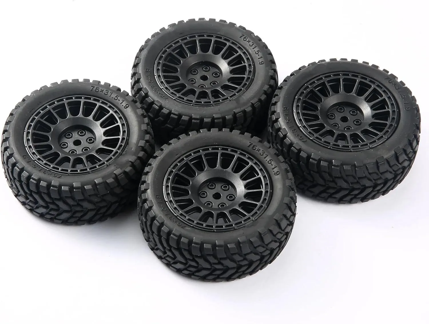 Compatible with Wltoys for 144010 144001 1/14 1/16 1/10 Scx10 for Tamiya for Racing Car 4PCS 1.9 Inch 75mm RC Tires 12mm Hex Hubs Wheels RC Wheel Tires