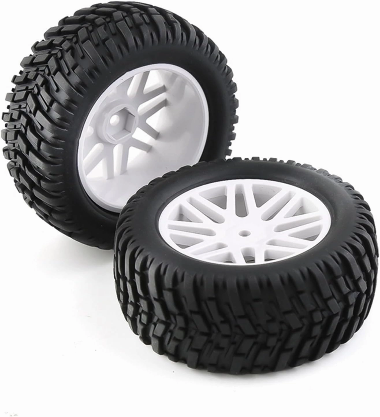 Compatible with HSP 15502 94107 94170 94155 94177 for HPI 1/10 Short Course Truck Tires Tyre Wheel 4Pcs 96Mm 12Mm Hex RC Wheel Tires(White)