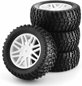 Compatible with HSP 15502 94107 94170 94155 94177 for HPI 1/10 Short Course Truck Tires Tyre Wheel 4Pcs 96Mm 12Mm Hex RC Wheel Tires(White)