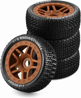 Compatible with HSP for HPI for Kyosho ZD for Hongnuo 4Pcs 1/8 4WD Off Road Buggy Tires Wheel Rims 17mm Hex for 1:8 Scale RC Car RC Wheel Tires(Color2)