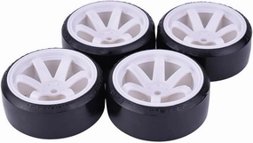 Compatible with HSP for Redcat for Wltoys for WPL for Tamiya 1:10 RC Drift Car Accessories 4PCS RC Drift Cars Wheel Hub Hard Pattern Tyre RC Wheel Tires(White)