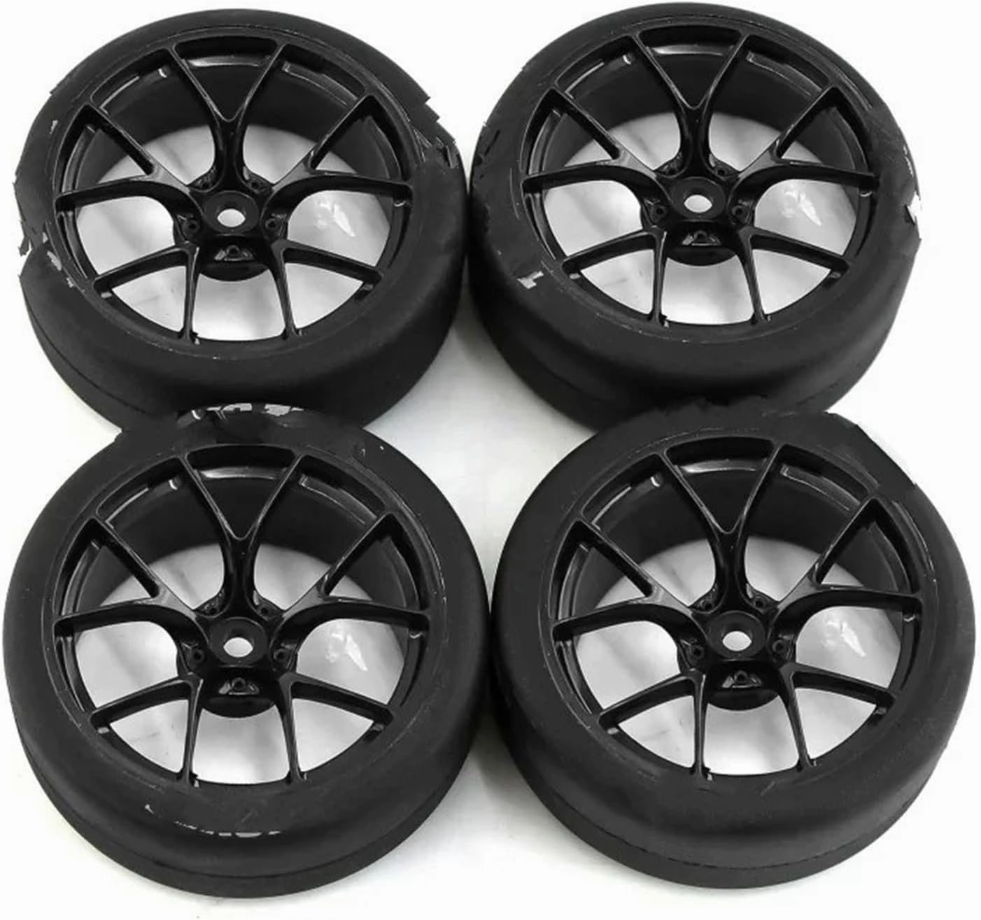 Compatible with Tamiya TT01 TT02 XV01 for PTG-2 for Kyosho for HPI for HSP 1/10 RC Drift Car Tyre Wheel Upgrade Parts 4 Pcs 65mm Tire RC Wheel Tires(Black)