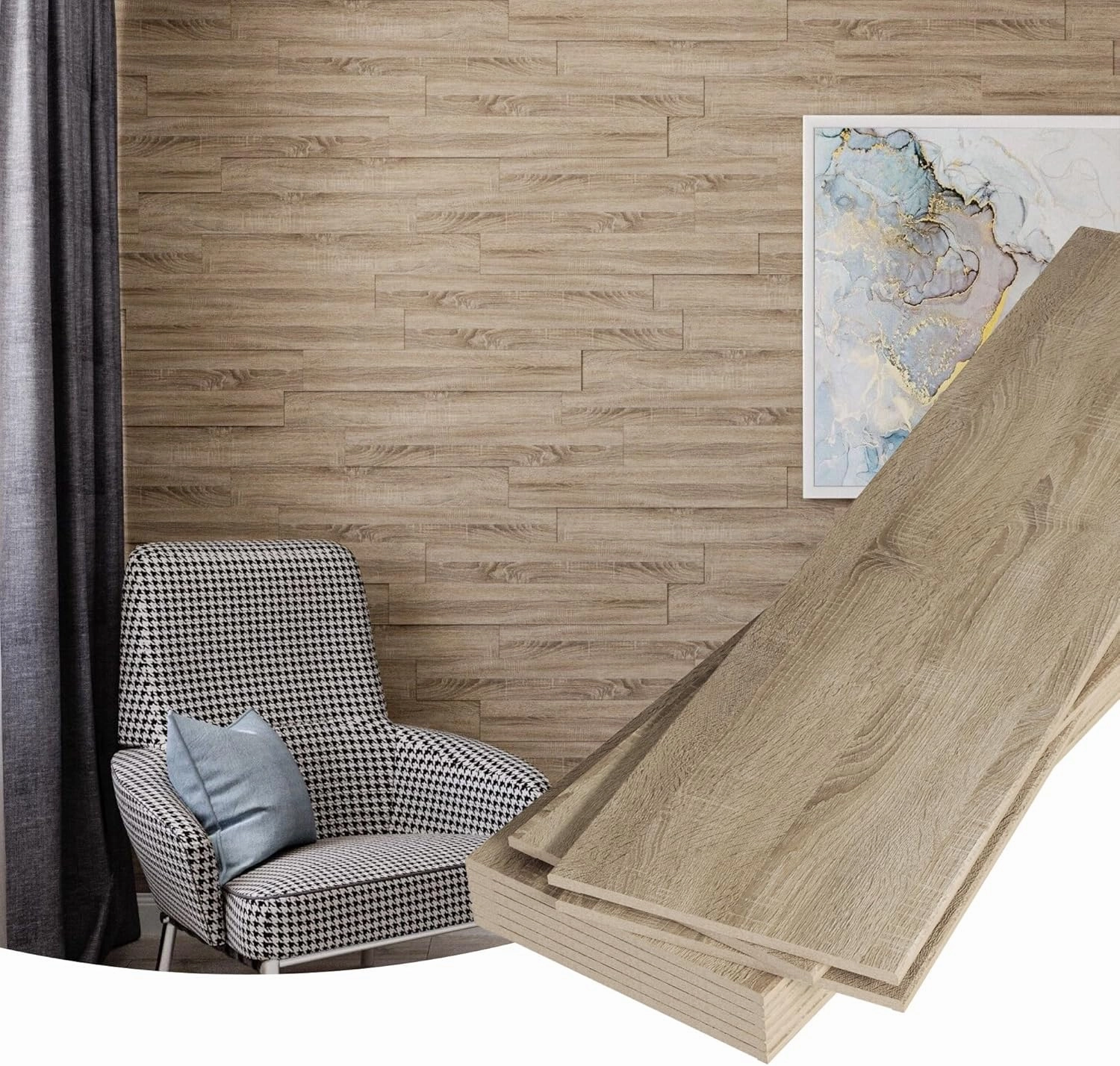 Concord 3D Wall Panels | Accent Wall Panels - Beige Oak | Slat Panels Wood | Wall Panels for Interior Wall Decor COS-033 (Pack of 9) 11.18 sqft
