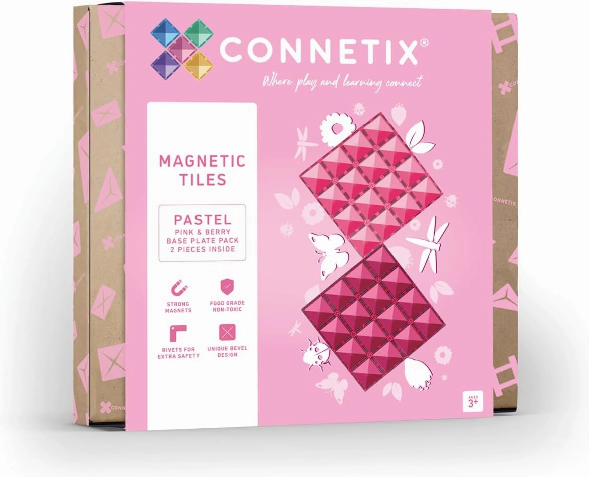 CONNETIX Pastel Base Plate Pack, 2 Pieces, Pink & Berry
