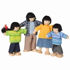 Constructive Playthings KRP-417 CP Toys 4 pc. Wooden Posable Asian Doll Family