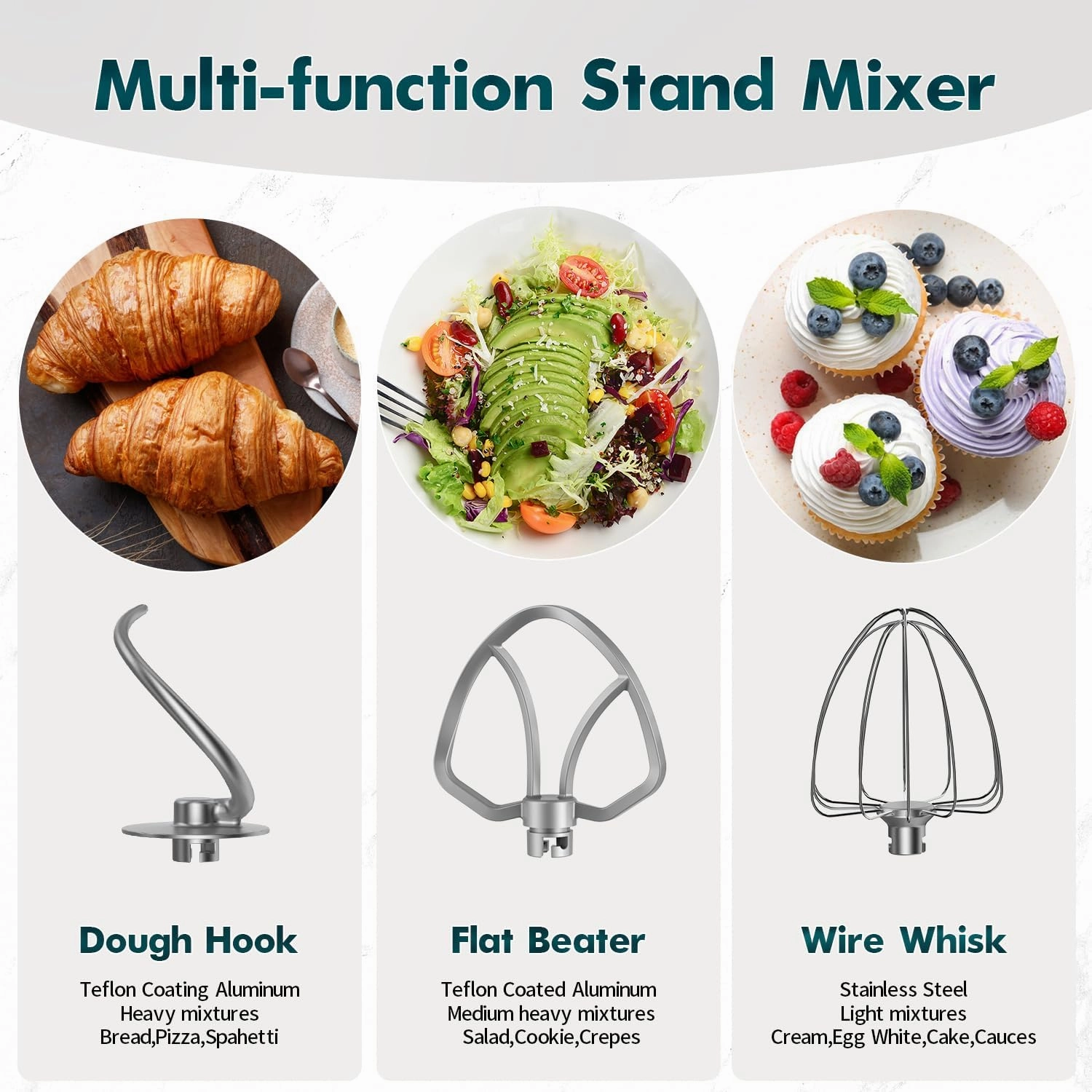 COOKLEE Stand Mixer, 9.5 Qt. 660W Electric Kitchen Mixer with Dishwasher-Safe Dough Hooks, Flat Beaters, Wire Whip & Pouring Shield Attachments for Most Home Cooks, Silver