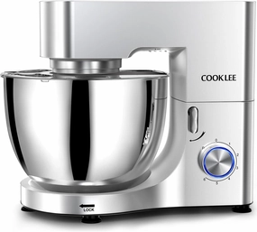 COOKLEE Stand Mixer, 9.5 Qt. 660W Electric Kitchen Mixer with Dishwasher-Safe Dough Hooks, Flat Beaters, Wire Whip & Pouring Shield Attachments for Most Home Cooks, Silver