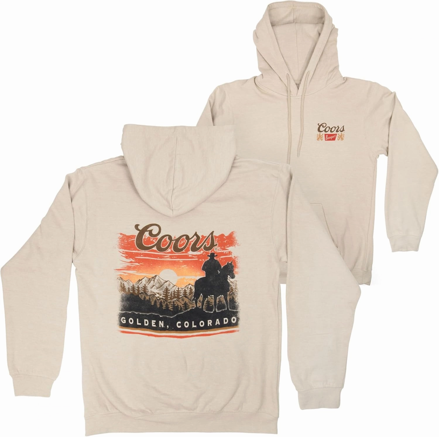 Coors Sunset in Golden Colorado Print Sand Pull-Over Hoodie