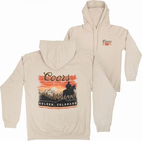 Coors Sunset in Golden Colorado Print Sand Pull-Over Hoodie
