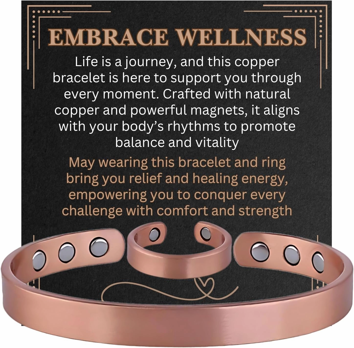 Copper Bracelet for Men and Women, Strength Mens Magnetic Copper Bracelets with 3,800 Gauss Magnets, 99.99% Pure Solid Copper, Handmade Copper Jewelry Gift