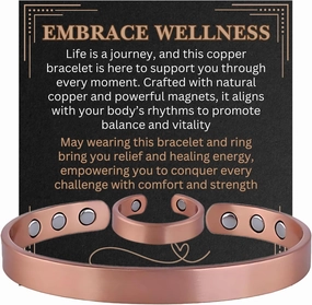 Copper Bracelet for Men and Women, Strength Mens Magnetic Copper Bracelets with 3,800 Gauss Magnets, 99.99% Pure Solid Copper, Handmade Copper Jewelry Gift