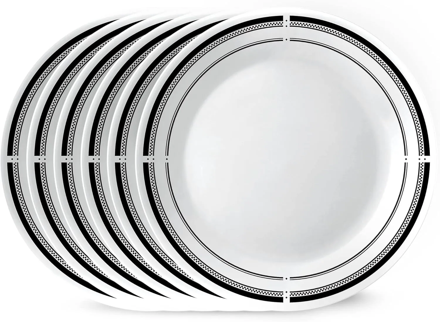 Corelle 6-Piece 10.25" Dinner Round Plates, Vitrelle Triple Layer Glass, Lightweight Round Plates, Large Round Plates, Chip and Scratch Resistant, Microwave and Dishwasher Safe, Brasserie