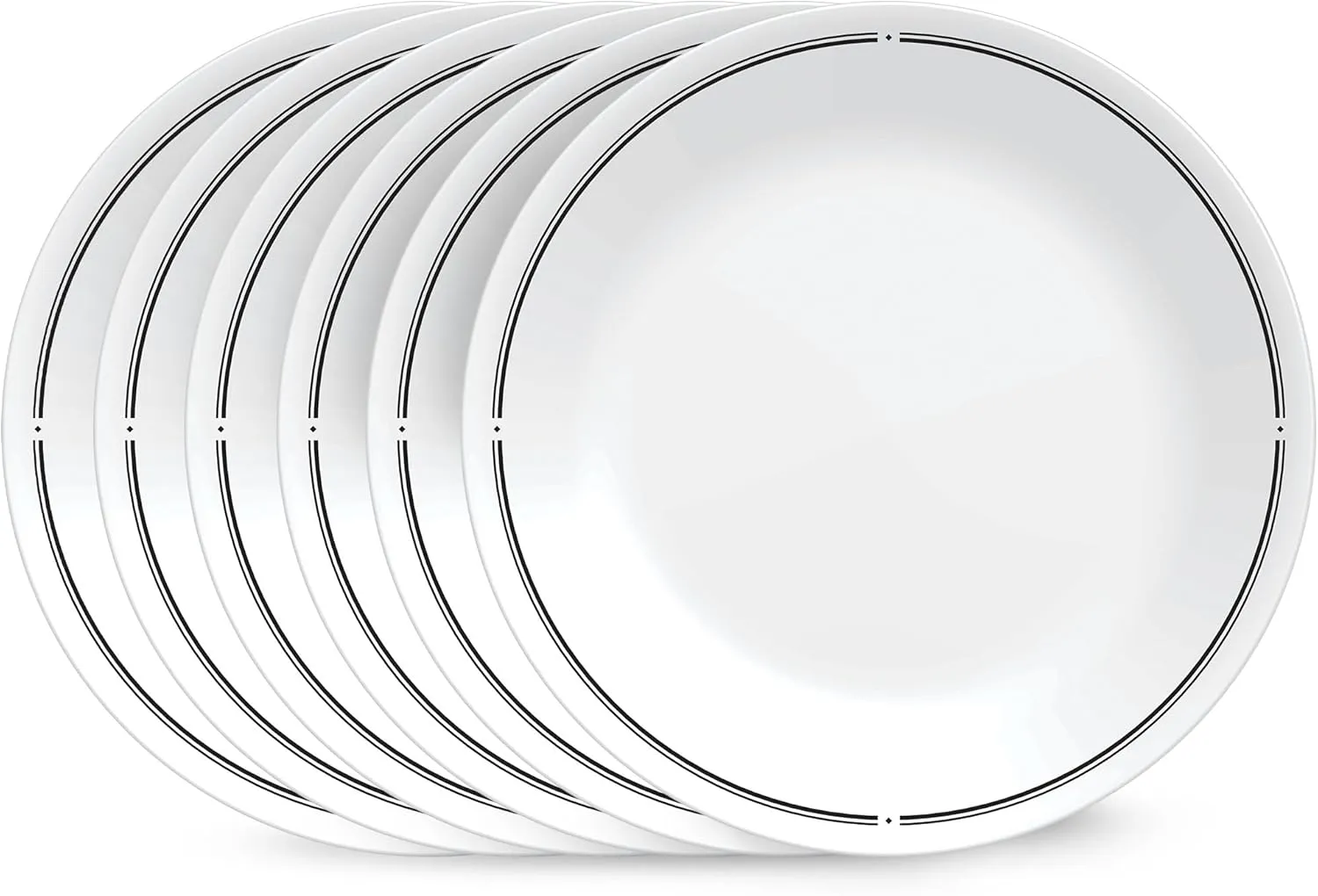 Corelle 6-Piece 8.5" Lunch Round Plates, Vitrelle Triple Layer Glass, Lightweight Round Plates, Salad Plates, Chip and Scratch Resistant, Microwave and Dishwasher Safe, Brasserie