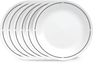 Corelle 6-Piece 8.5" Lunch Round Plates, Vitrelle Triple Layer Glass, Lightweight Round Plates, Salad Plates, Chip and Scratch Resistant, Microwave and Dishwasher Safe, Brasserie