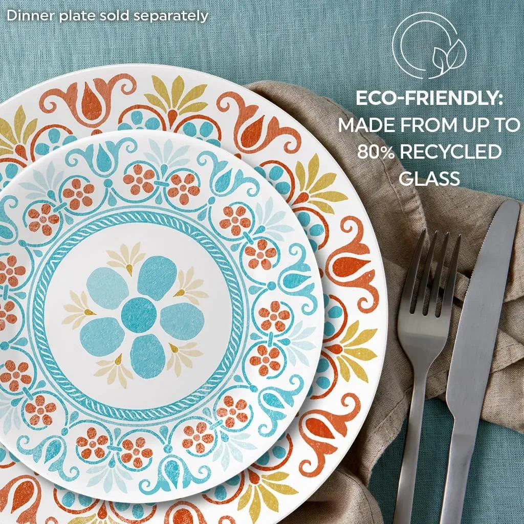 Corelle Vitrelle 6-Piece (6.75") Salad Appetizer Plates Set, Triple Layer Glass and Chip Resistant, Lightweight Round 6-3/4-inch Plates, Terracotta Dreams