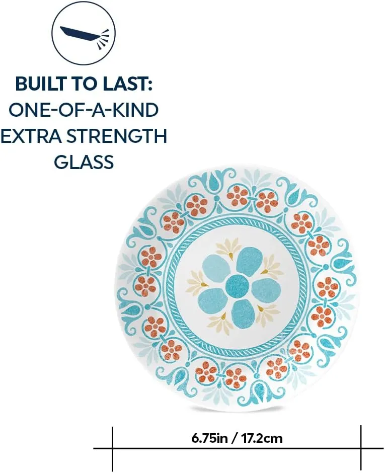 Corelle Vitrelle 6-Piece (6.75") Salad Appetizer Plates Set, Triple Layer Glass and Chip Resistant, Lightweight Round 6-3/4-inch Plates, Terracotta Dreams