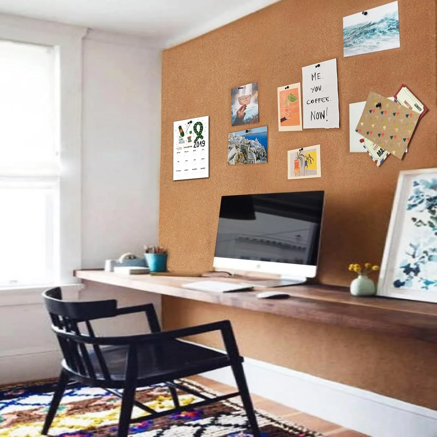 Cork Board Roll 48" x 24", 1/4" Thick Non-Adhesive Decorative Large Corkboard Bulletin Board Sheet for Walls/Office, ZHIDIAN 2' x 4' Premium Frameless Natural Cork Board for DIY Projects