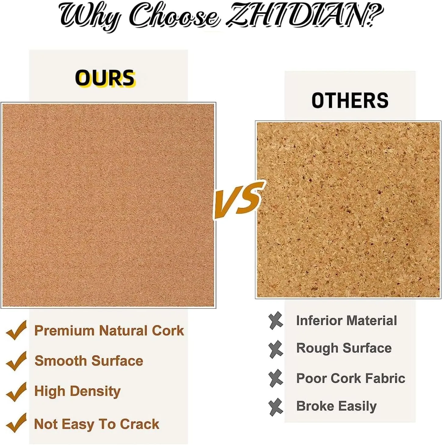 Cork Board Roll 48" x 24", 1/4" Thick Non-Adhesive Decorative Large Corkboard Bulletin Board Sheet for Walls/Office, ZHIDIAN 2' x 4' Premium Frameless Natural Cork Board for DIY Projects