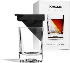 Corkcicle Premium Whiskey Wedge Old Fashioned Glass with Silicone Mold, 9 oz – Perfect for Chilling Whiskey, Tequila, Mocktails, and More – Ice Wedge Melts Slowly to Retain Drinks Full Flavor