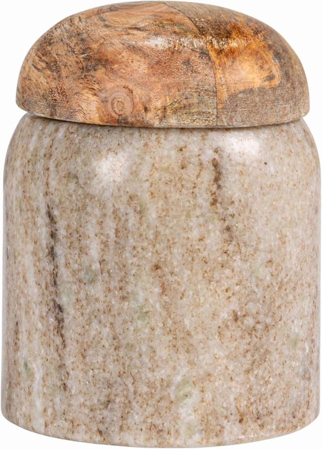 Creative Co-Op Modern Marble Canister with Wood Lid, Natural