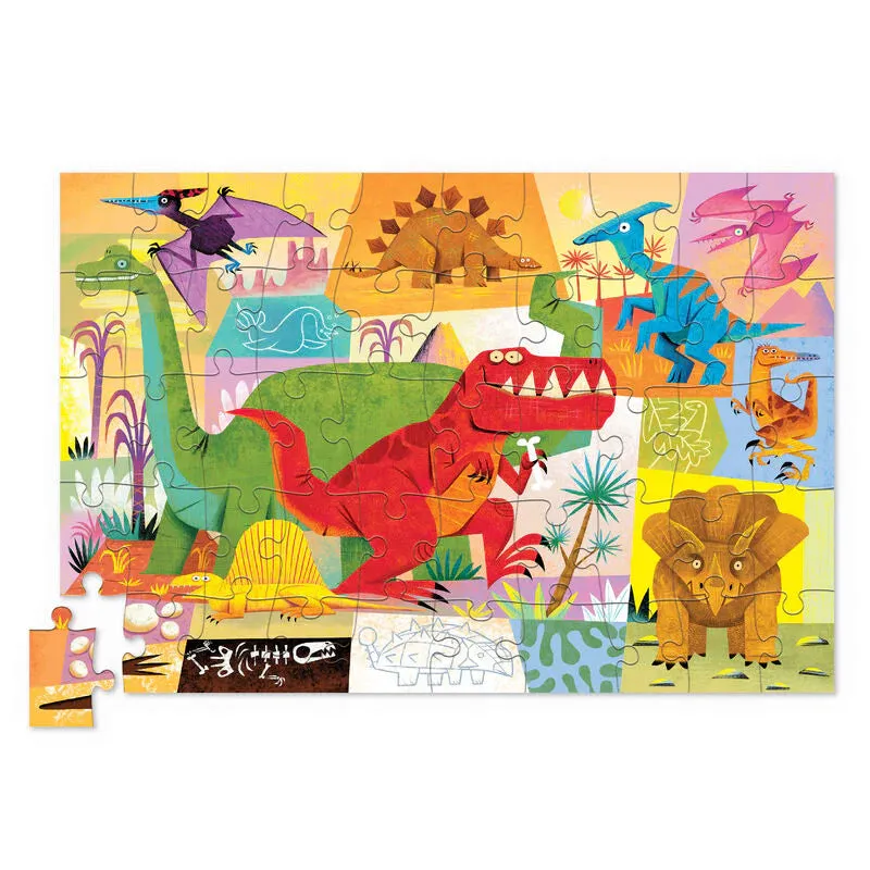 Crocodile Creek Tin Jigsaw Puzzle 50pcs Dino World Cognitive Travel Developmental Toys for Toddlers 3yrs 