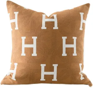 Croker Horse 20x20'' Inches Throw Pillow Cushion Cover - H Letter Embroidery Modern Fashion Style Couch Sofa Pillow for Living Room Bedroom