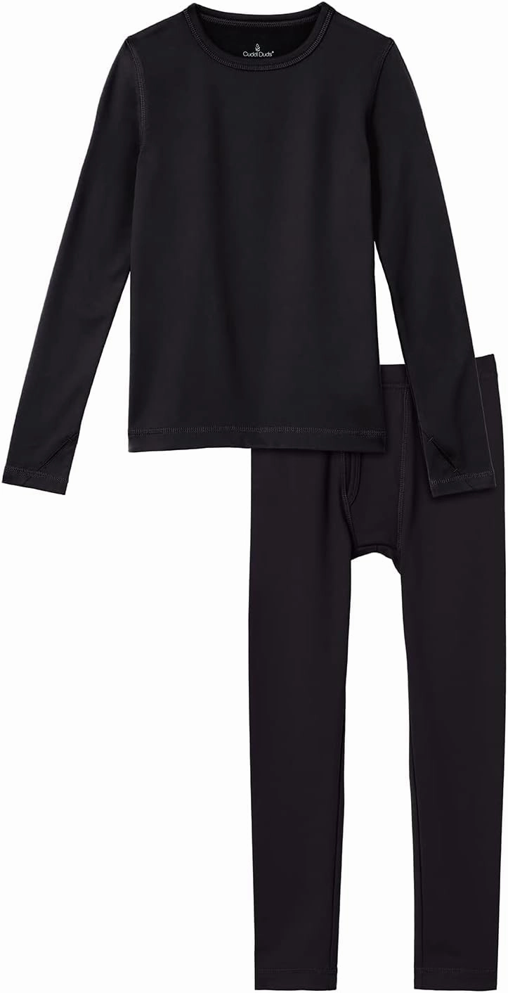 Cuddl Duds Boys Cold Weather Fleece-Lined Thermal Underwear 2-Piece Set - Kids Long Sleeve Top and Leggings Long Johns